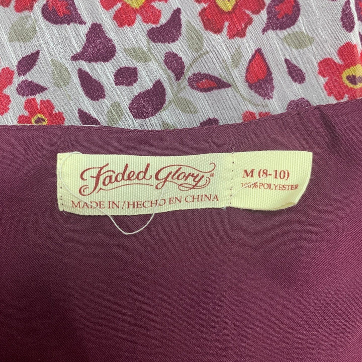 Faded Glory Womens Medium 100% Polyester Floral Spaghetti Strap Tank Top