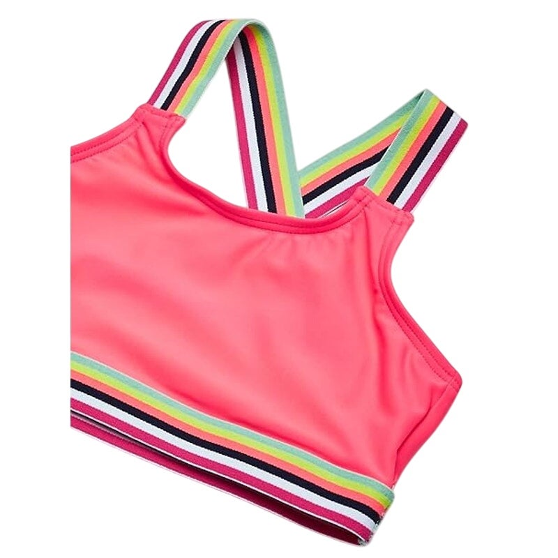 NWT New Kanu Surf Girls Size 14 Hot Pink Striped Athletic Bikini Top ONLY