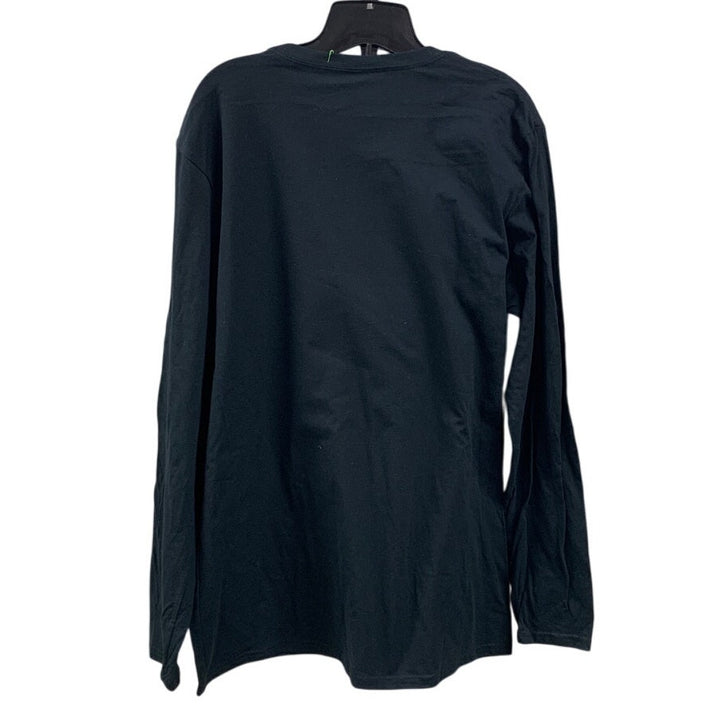 New Hand Printed Womens Large Black Ring My Bell Pepper Long Sleeve Tee Shirt