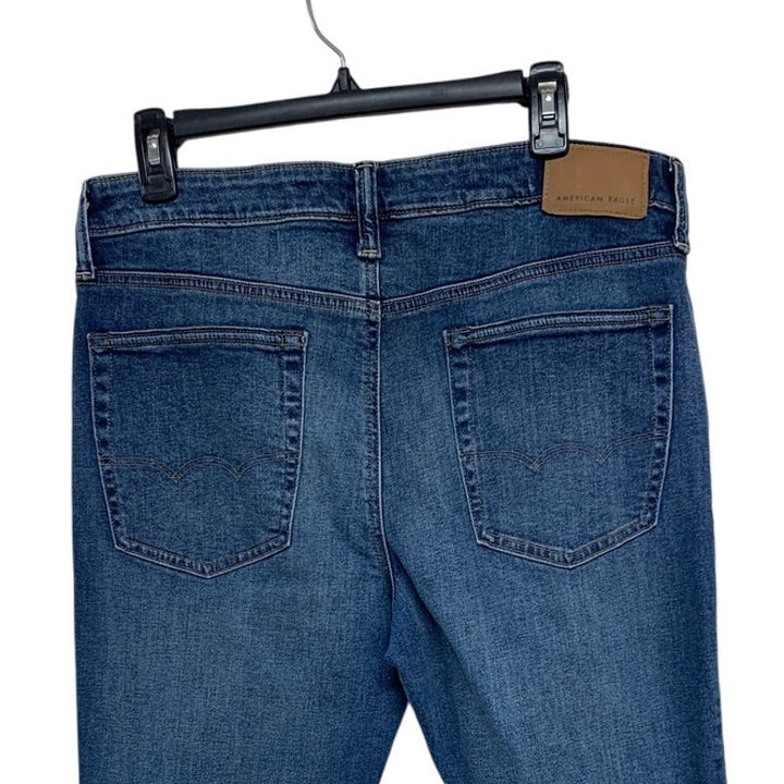 New American Eagle Mens 34 X 32 Cotton Blend Airflex Slim Denim Blue Jeans