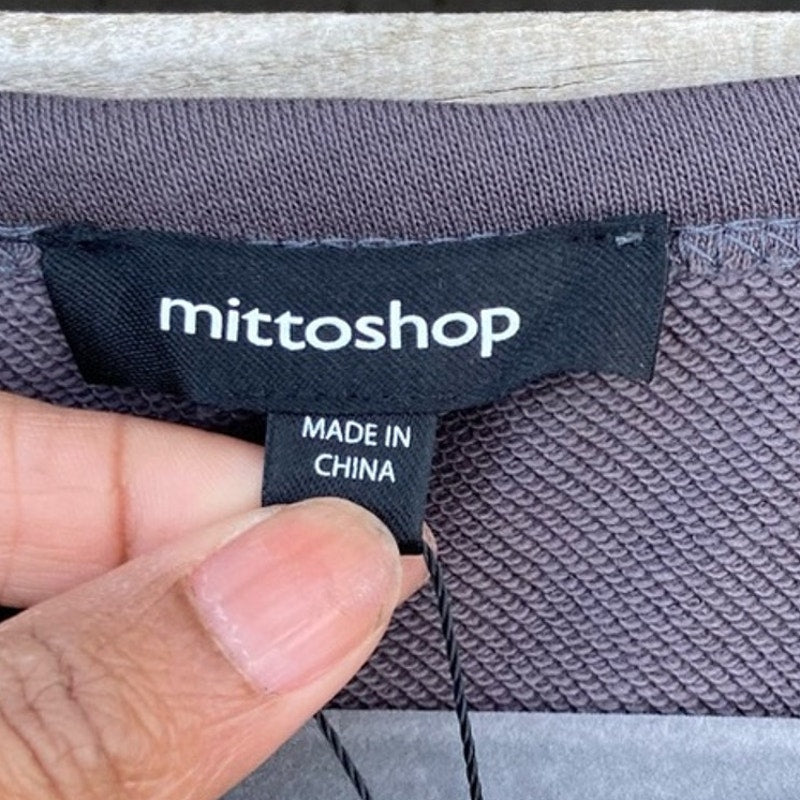 NWT New Mitto Shop Womens Small Destroyed Detail Single Cold Shoulder Sweatshirt