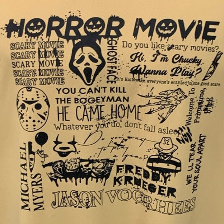 Upcycled Hand Printed Mens XXL Horror Movie Jason Ghostface Freddy Tee Shirt