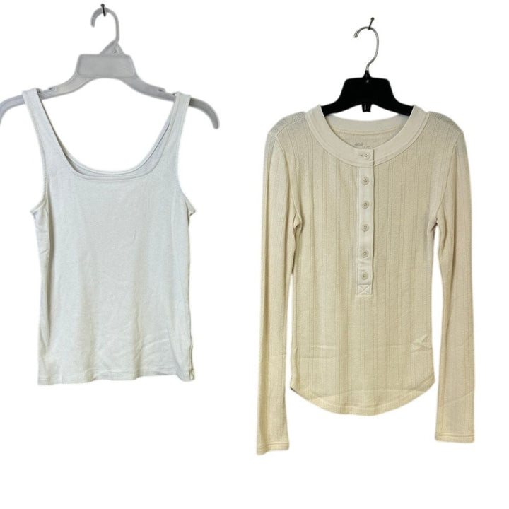 Lot of 2 A New Day Aerie Womens Small Medium Long Sleeve Top Ribbed Tank Top