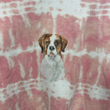 Hand Printed Upcycled Girls Large St Bernard Puppy Dog Front Tie Dye Sweatshirt