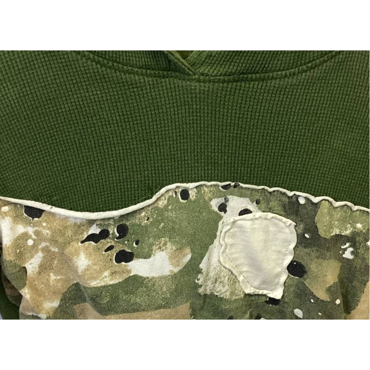 Akademiks Boys Small Hooded 100% Cotton Short Sleeve Army Green Camo Shirt