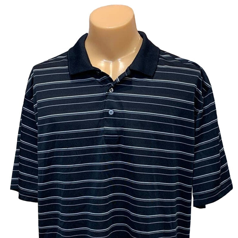 Mens PGA Tour XXL Lightweight Polyester Collared Striped Polo Golf Shirt