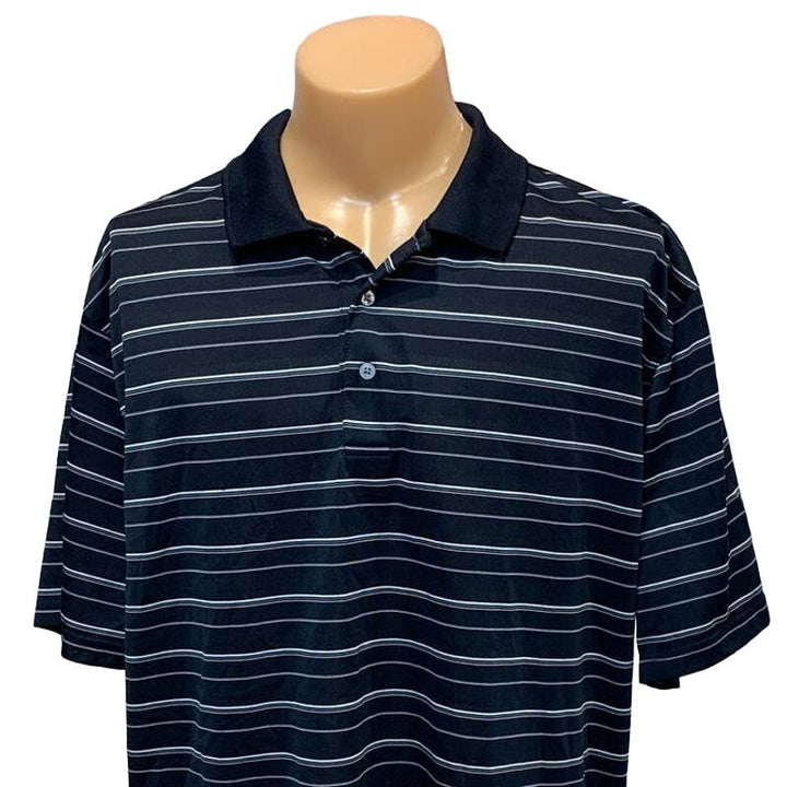Mens PGA Tour XXL Lightweight Polyester Collared Striped Polo Golf Shirt
