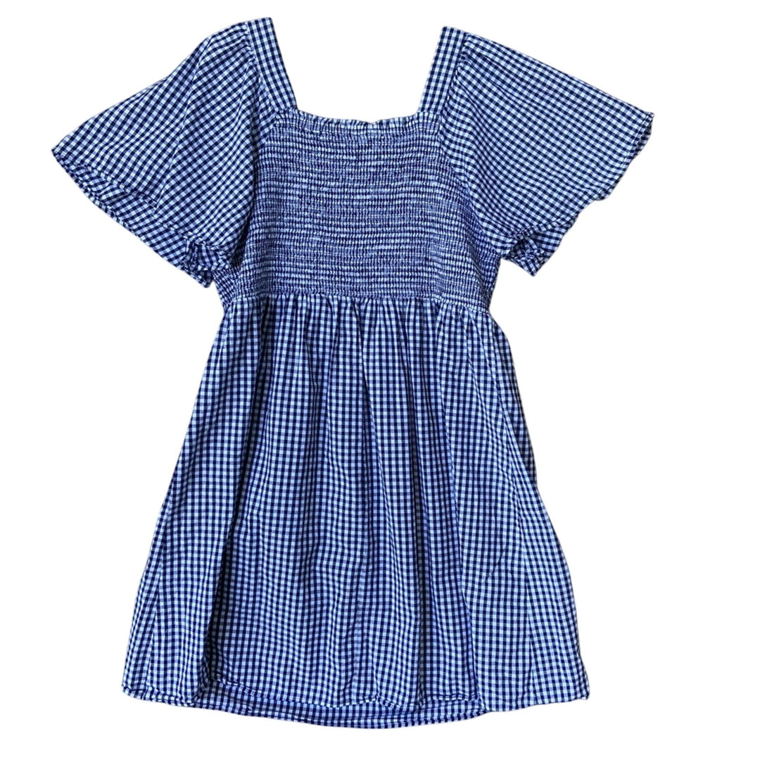 Romantic Gypsy Womens 4X 100% Cotton Gingham Smocked Flare Sleeve Summer Dress