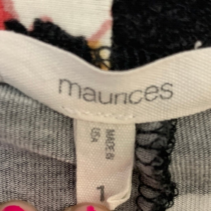 Maurices Womens Size 1 Black Pink Floral Long Sleeve Open Front Cardigan