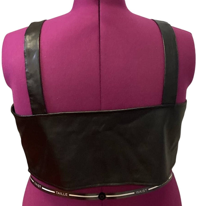 Shein Curve 4XL Black Faux Leather Zipper Front Adjustable Strap Harness Top