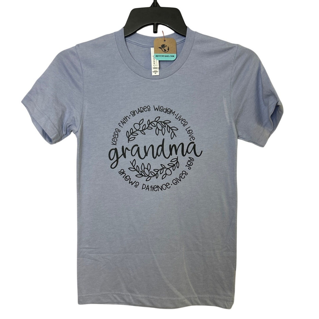 New Hand Printed Womens XS Grandma Wisdom Love Joy Short Sleeve Tee Shirt