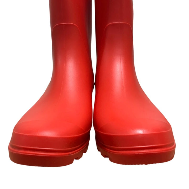 Hisea Womens Size 9 Red Mid-Calf Pull On Rubber Waterproof Wide Calf Rain Boots