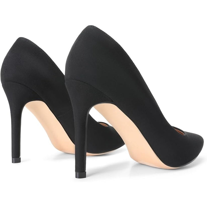 Dream Pairs Womens Size 7 Black Faux Suede 4" Heel Slide On Basic Pumps Shoes