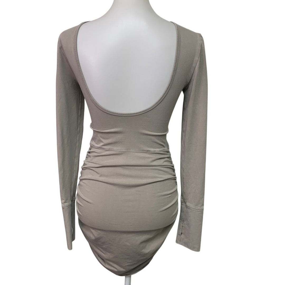 New American Eagle Womens Small Long Sleeve Open Back BodyCon Dress w Thumbholes