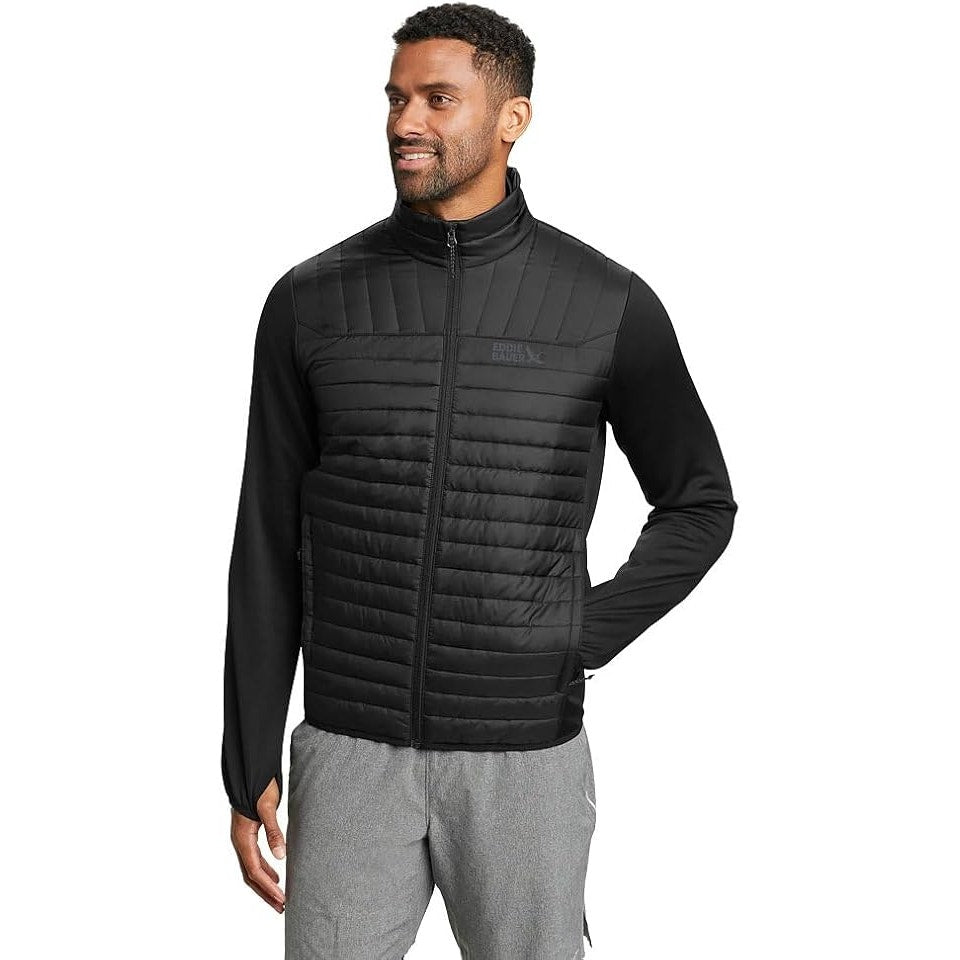 New Eddie Bauer Mens Black Full Zip StormRepel DWR Emberlite Hybrid Jacket