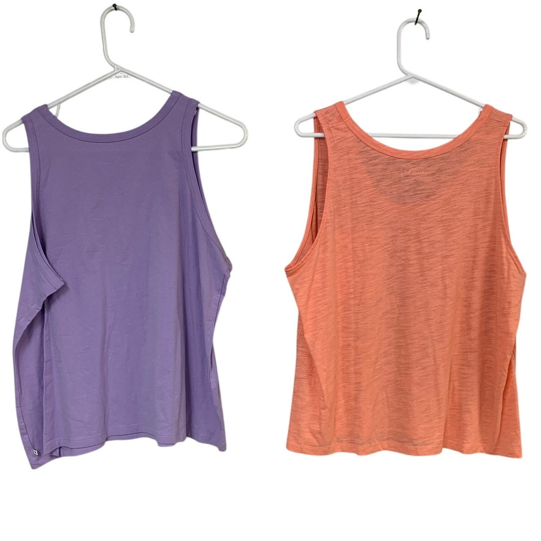 Lot of 2 New Eddie Bauer Womens XL Gatecheck Pocket Sleeveless Tempo Tank Tops
