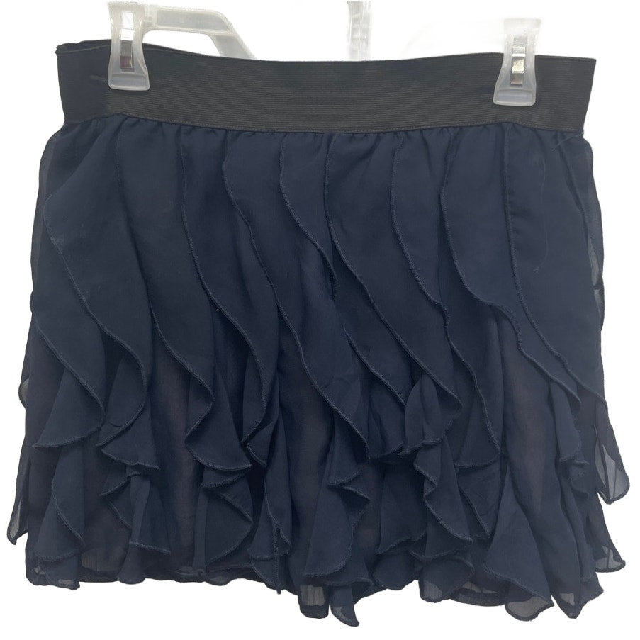 Forever 21 Womens Medium Navy Blue Wide Elastic Waist Ruffled Short Pencil Shirt