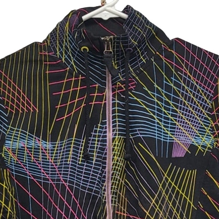 LK &amp; JNS DEW Womens Medium 100% Cotton Short Sleeve Striped Full Zip Jacket