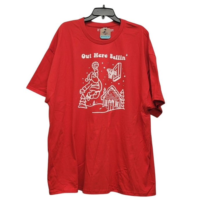 New Hand Printed Upcycled Mens 3XL Santa Claus Basketball Ballin&