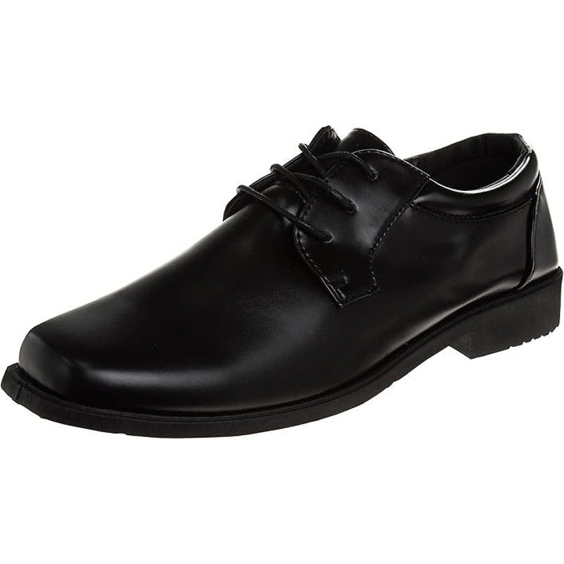 Josmo Big Boys Size 5 Black Faux Leather Lace Up Classic Comfort Oxford Shoes