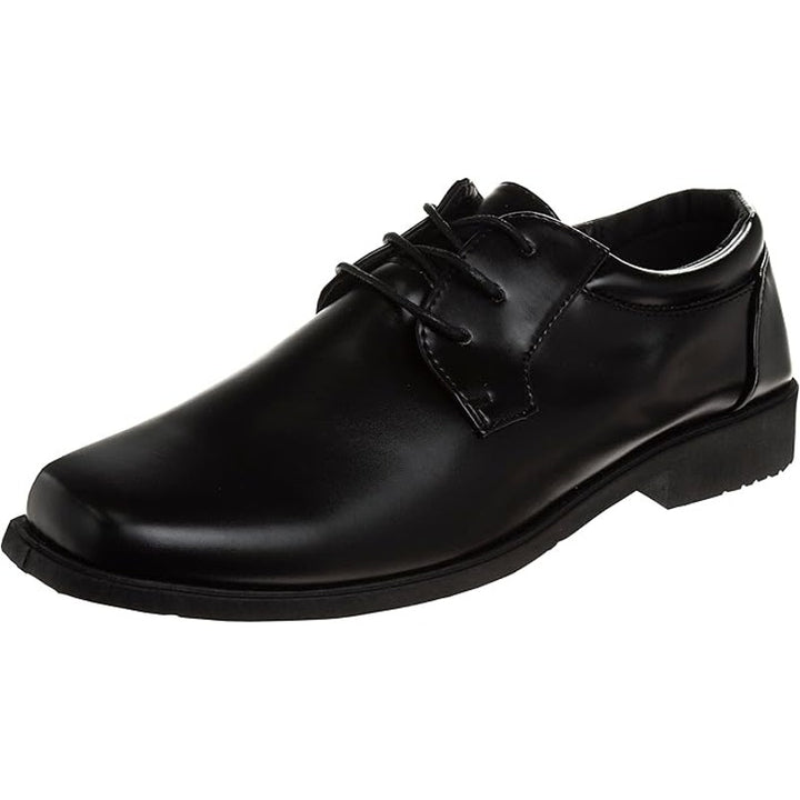 Josmo Big Boys Size 5 Black Faux Leather Lace Up Classic Comfort Oxford Shoes