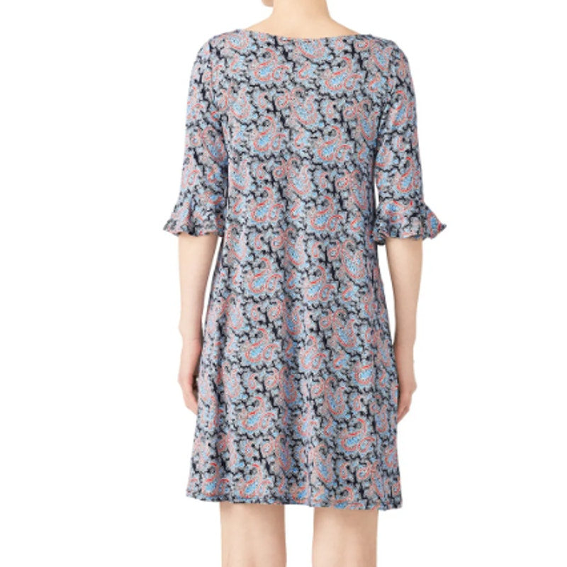 Leota Blake Flounce Womens XL Blue Paisley 3/4 Sleeve Crew Neck Maternity Dress