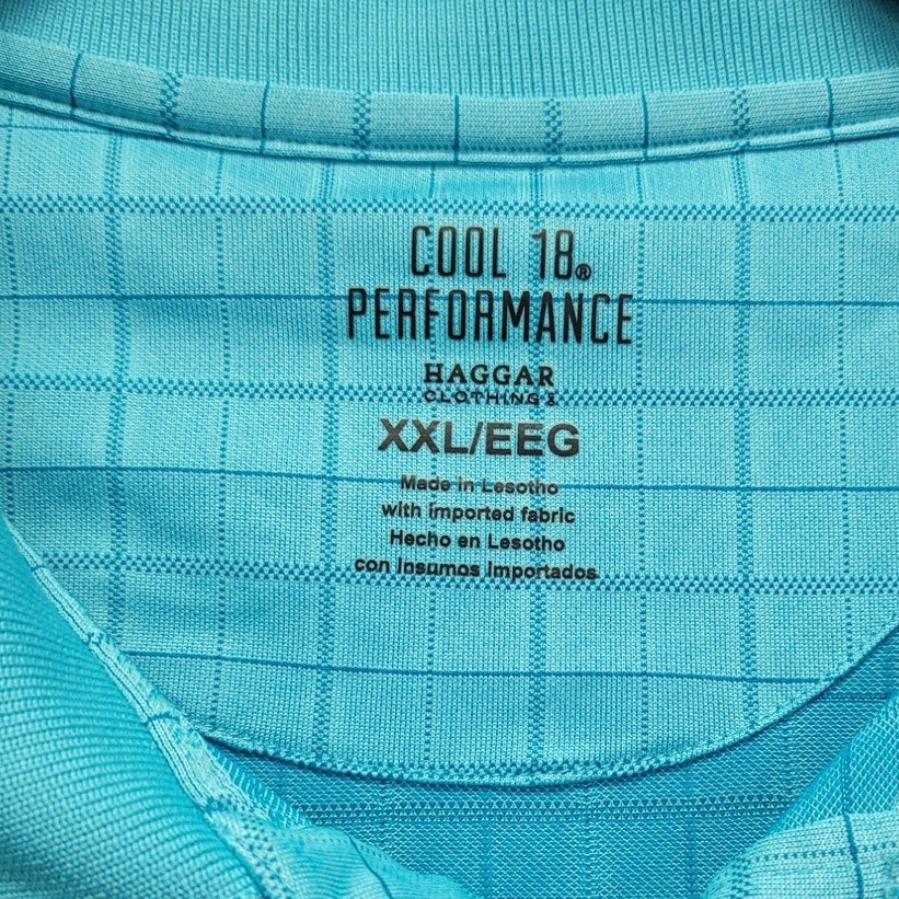 Cool 18 Haggar Mens 2XL Plaid 100% Cotton Short Sleeve Collared Polo Shirt