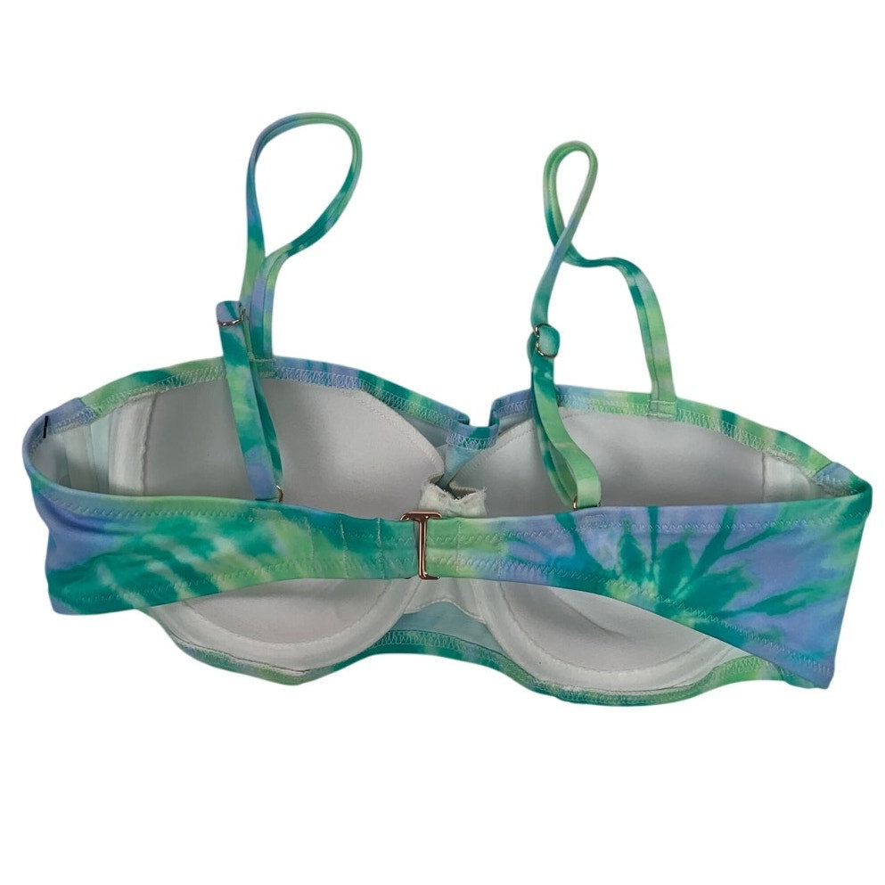 New Shade &amp; Shore Womens 32B Green Tie Dye Underwire Bikini Swim Top ONLY