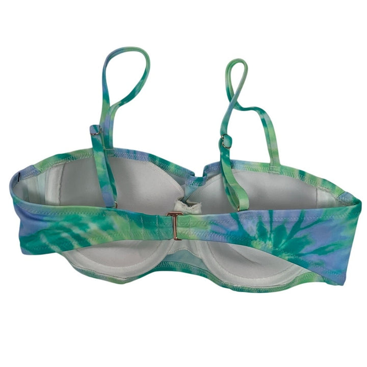 New Shade &amp; Shore Womens 32B Green Tie Dye Underwire Bikini Swim Top ONLY
