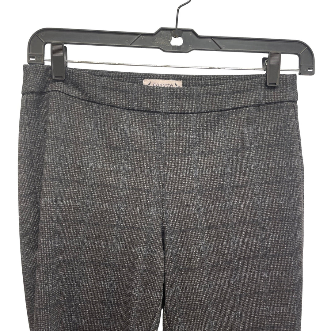 Nanette Lepore Womens Medium Black Gray Plaid Rayon Blend Pull On Pants
