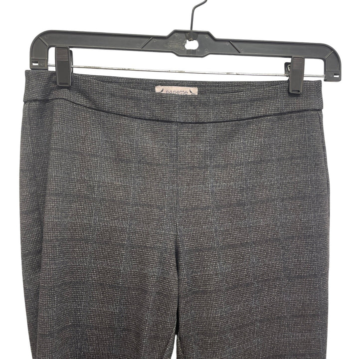 Nanette Lepore Womens Medium Black Gray Plaid Rayon Blend Pull On Pants