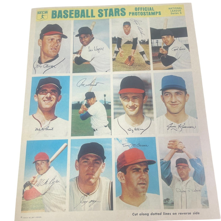 2 Vintage 1969 MLB Baseball All Stars Official Photostamps NL Series 6 Sheets