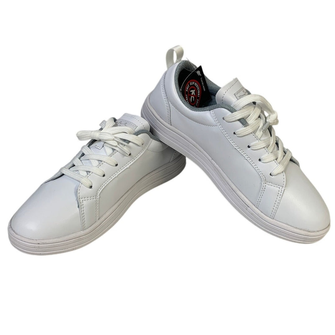 Womens Size 9 White Sneakers Lace Up Round Top Low Top Slip Resistant Work Shoes