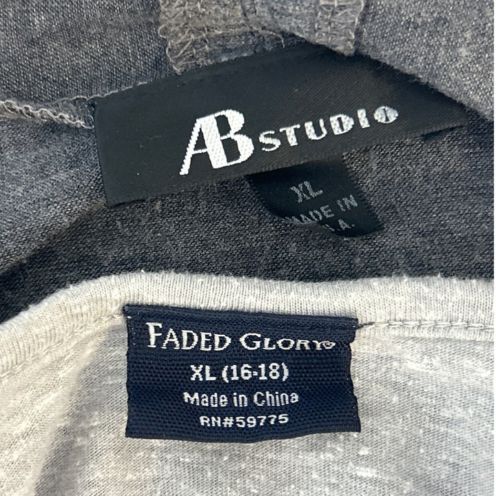 Lot of 2 AB Studio Faded Glory Womens XL Long Sleeve Scoop VNeck Tee Shirts
