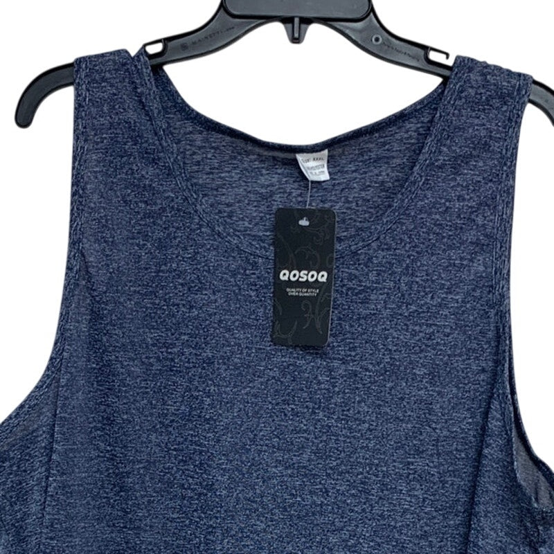 NWT New QOSOQ Mens XXXL Heathered Blue Sheer Sleeveless Workout Tank Top