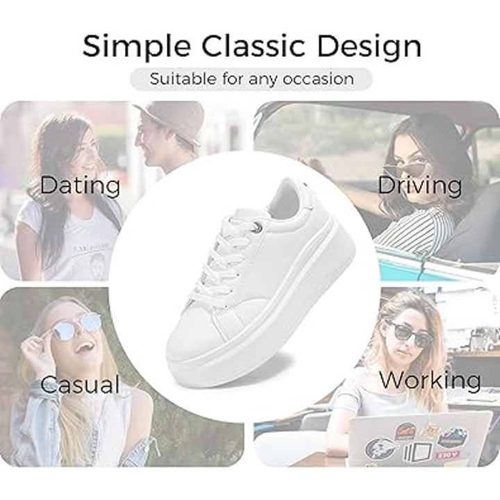 New Lucky Step Womens Size 6.5 White Faux Leather Lace Up Platform Sneaker Shoes