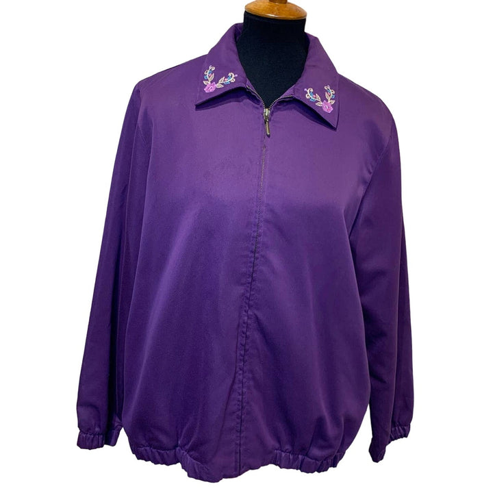 Alfred Dunner Size 10 Grandma Core Floral Embroidered FullZip Lightweight Jacket