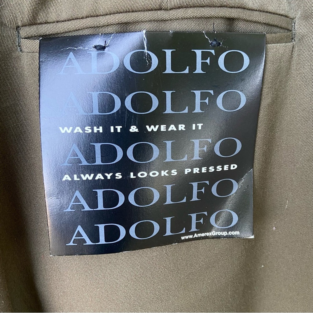 NWT New Adolfo Mens Size 38 X 30 Olive PolyRayon Pleated Front Dress Pants