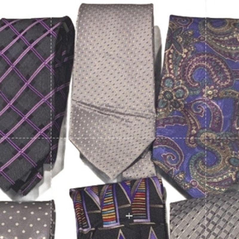 6 Purple Silver Blue Polka Dot Floral Geometric Vintage &amp; Newer Mens Neck Ties