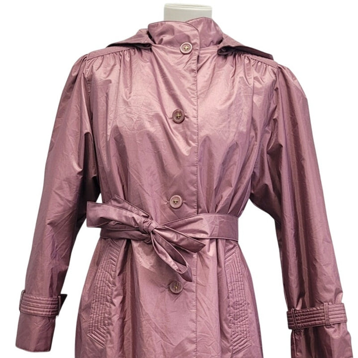 Vintage Chiango Womens Size 6 Long Sleeve Button Removeable Hood Trench Coat