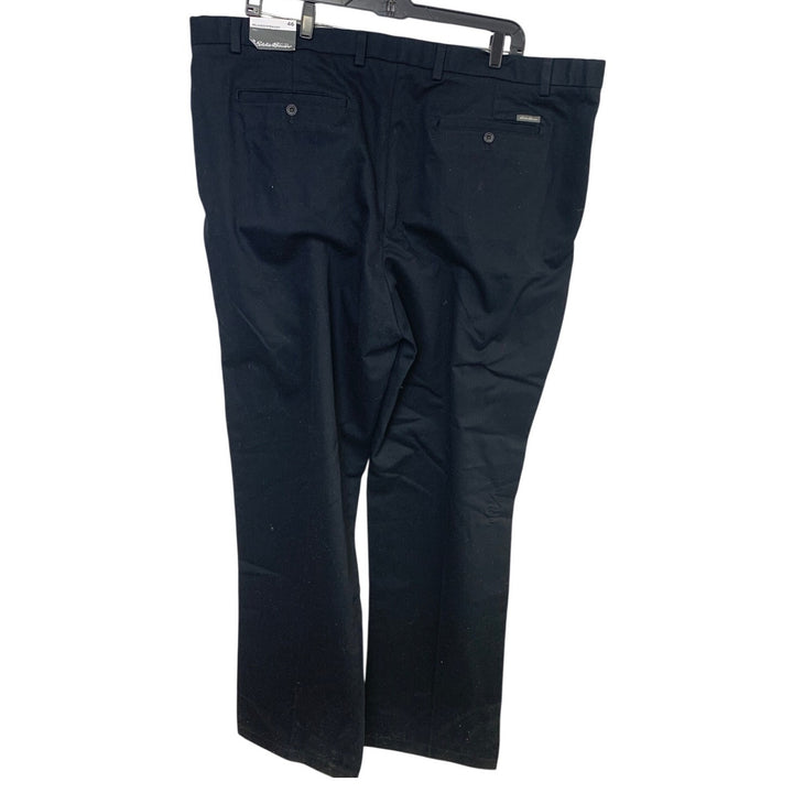 New Eddie Bauer Mens Size 46 Tall Black Relaxed Straight Fit Front Pleat Pants