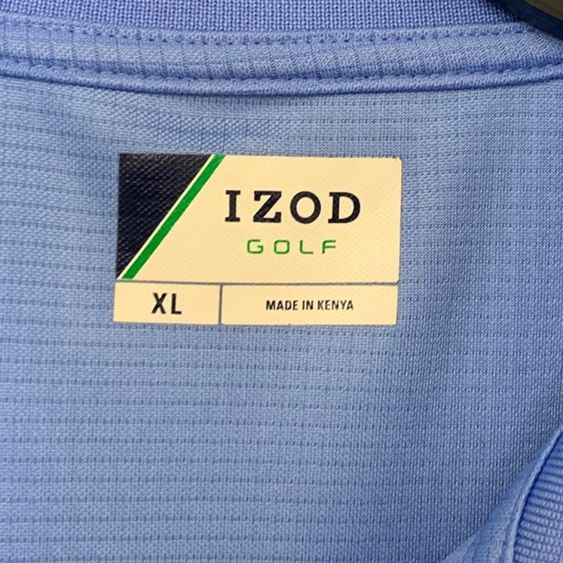 Lot of 2 IZOD Golf Mens XL Blue Gray Polyester Short Sleeve Polo Shirt EUC