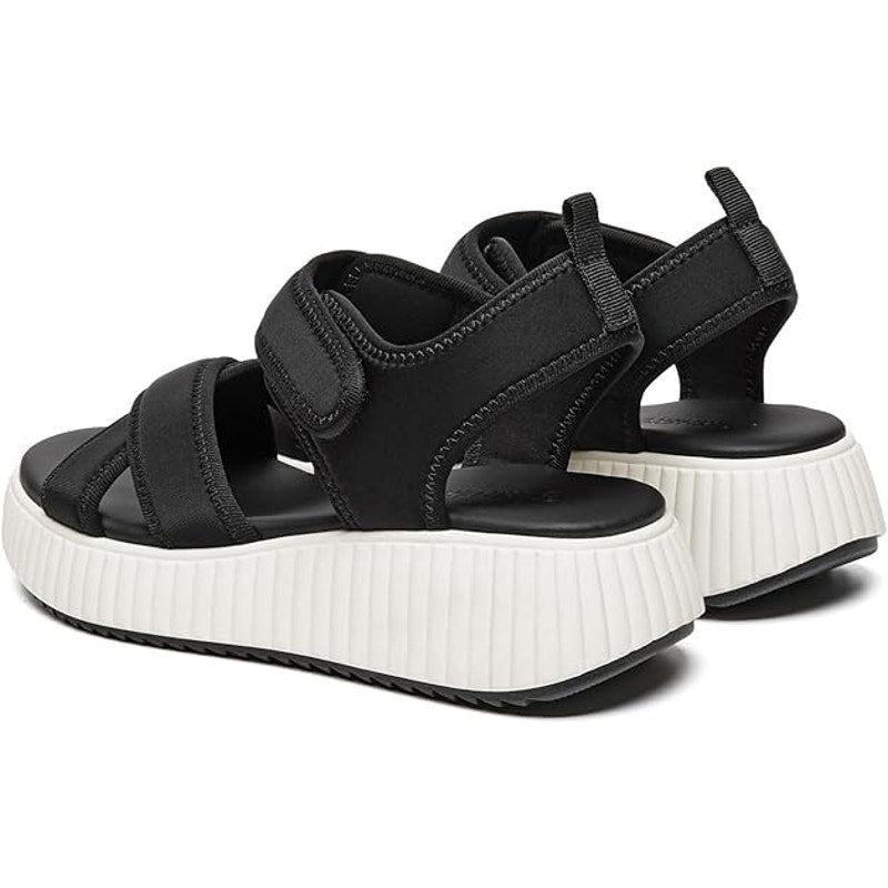 New Rihero Womens 9.5 Black White Hook Loop Strap Comfort Platform Sandal Shoes