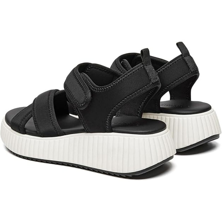 New Rihero Womens 9.5 Black White Hook Loop Strap Comfort Platform Sandal Shoes