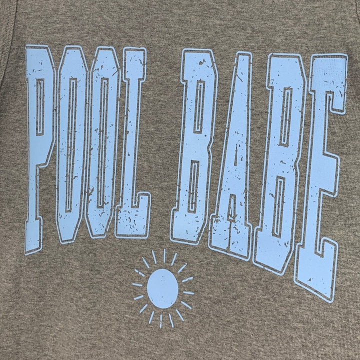Upcycled Hand Printed Mens XL Pool Babe PolyCotton Tank Top T Shirt