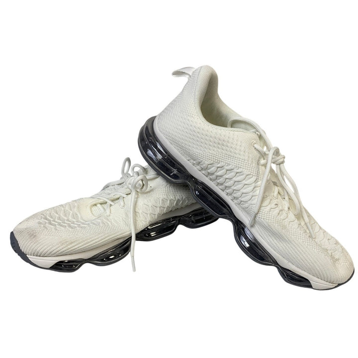Pozvnn Mens Size 11.5 White Sneakers Lace Up Low Top Athletic Running Shoes