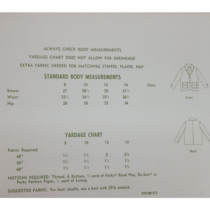 Vintage 1967 Stretch &amp; Sew 970 Boys and Girls Jacket Uncut Sewing Pattern