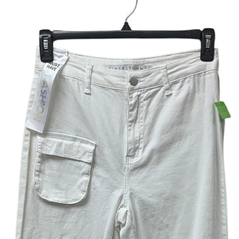 NWT New Tinseltown Juniors Size 7 White High Rise Baggy Straight Denim Jeans