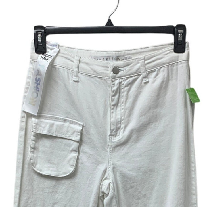 NWT New Tinseltown Juniors Size 7 White High Rise Baggy Straight Denim Jeans