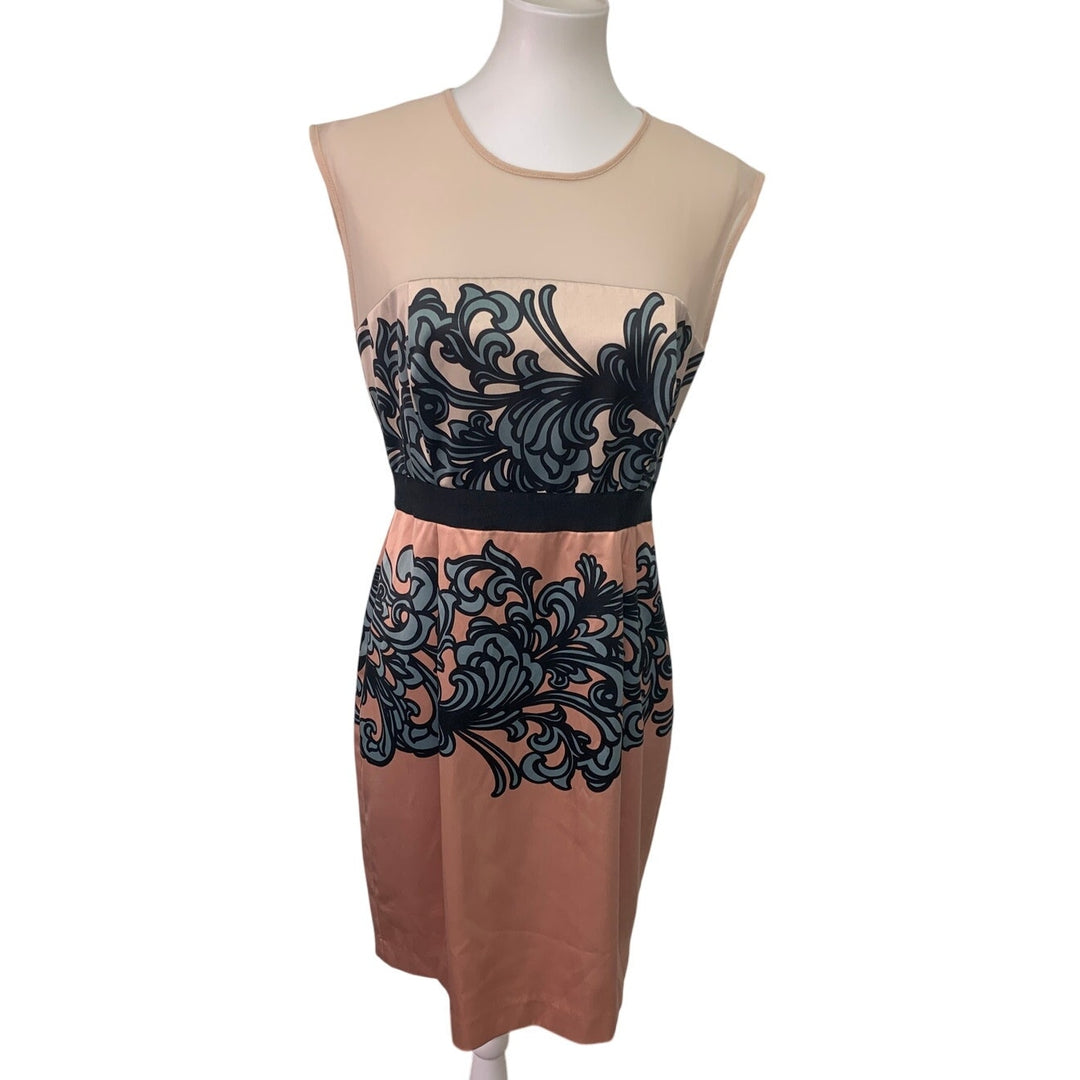 New York &amp; Co Womens Size 10 Sleeveless Sheer Yoke Floral Washable Sheath Dress